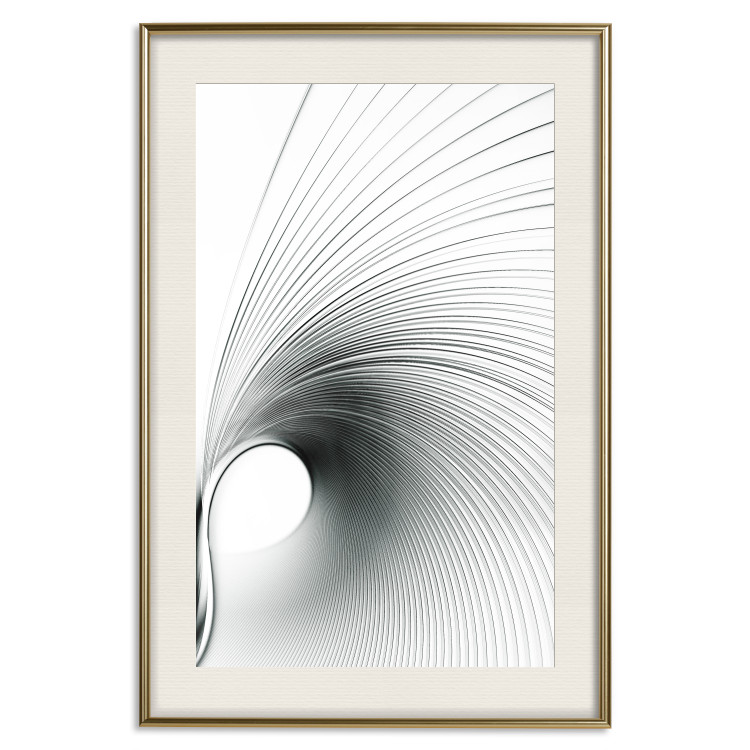 Poster Curve of Time - abstract black lines forming waves on white background 123863 additionalImage 24