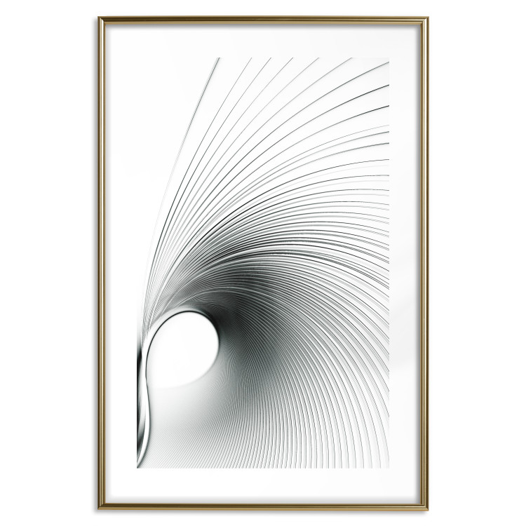 Poster Curve of Time - abstract black lines forming waves on white background 123863 additionalImage 27