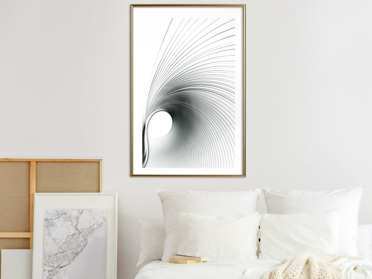 Poster Curve of Time - abstract black lines forming waves on white background 123863 additionalImage 13