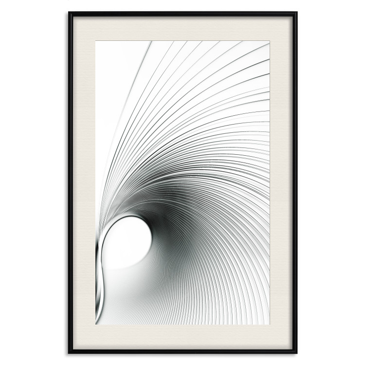 Poster Curve of Time - abstract black lines forming waves on white background 123863 additionalImage 25