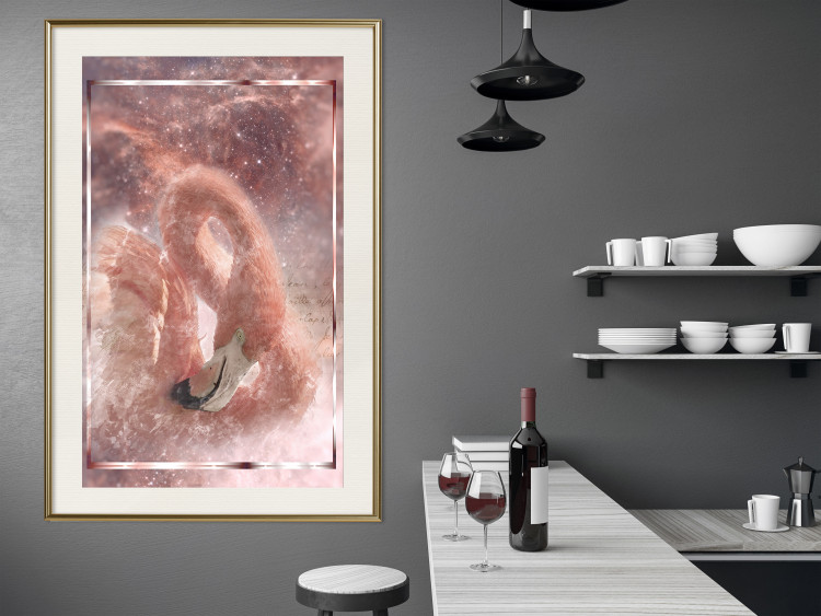 Wall Poster Cosmic Flamingo - bird against a cosmic background with pink stars 125863 additionalImage 23