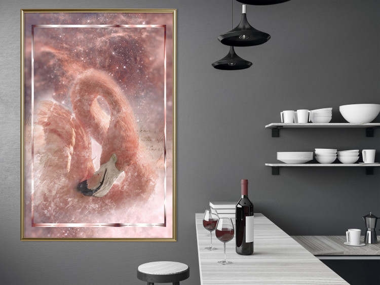 Wall Poster Cosmic Flamingo - bird against a cosmic background with pink stars 125863 additionalImage 14