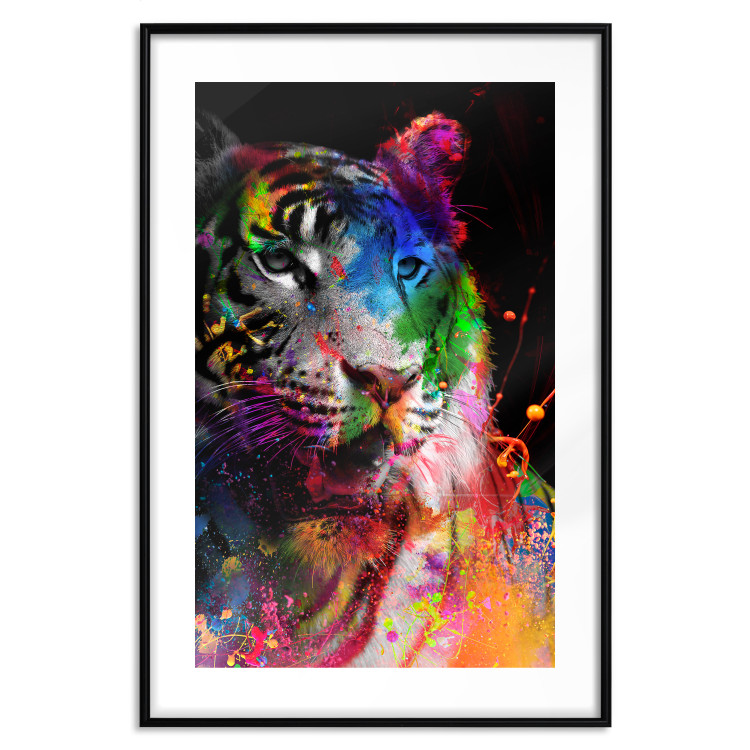 Poster Bengal Tiger - abstract animal on background with colorful accents 128363 additionalImage 15