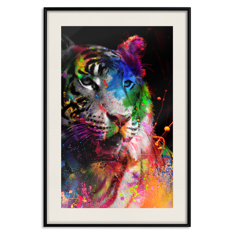 Poster Bengal Tiger - abstract animal on background with colorful accents 128363 additionalImage 19