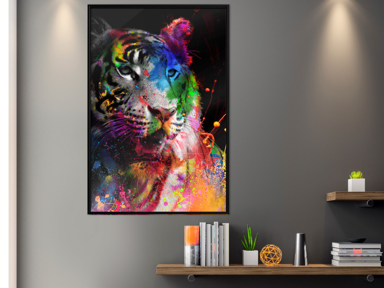 Poster Bengal Tiger - abstract animal on background with colorful accents 128363 additionalImage 4