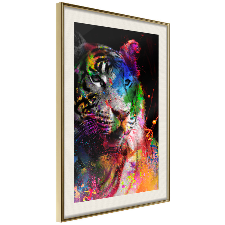Poster Bengal Tiger - abstract animal on background with colorful accents 128363 additionalImage 3