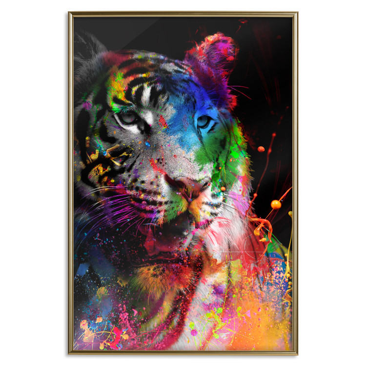 Poster Bengal Tiger - abstract animal on background with colorful accents 128363 additionalImage 17