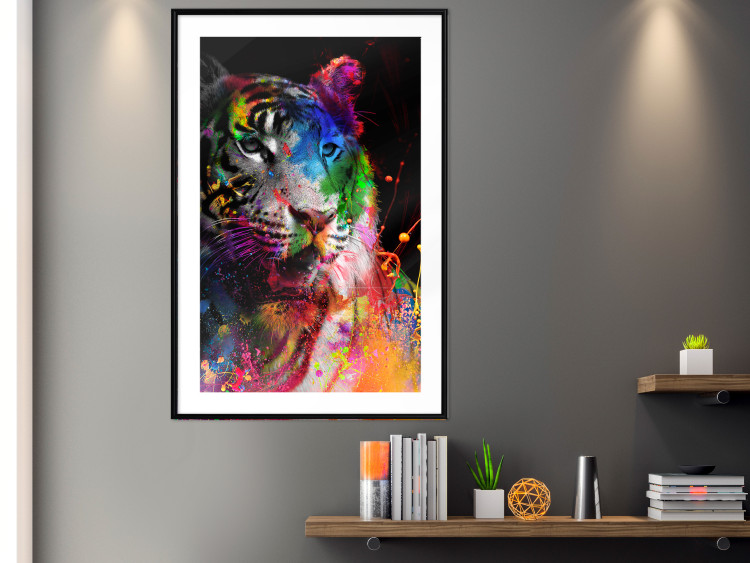 Poster Bengal Tiger - abstract animal on background with colorful accents 128363 additionalImage 18