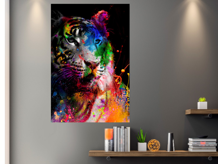 Poster Bengal Tiger - abstract animal on background with colorful accents 128363 additionalImage 2