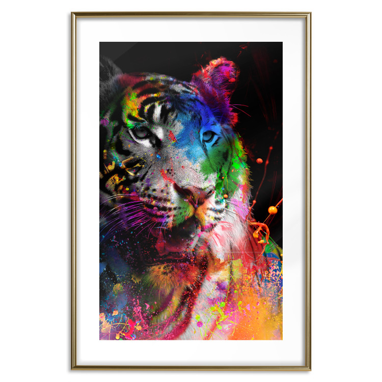 Poster Bengal Tiger - abstract animal on background with colorful accents 128363 additionalImage 14