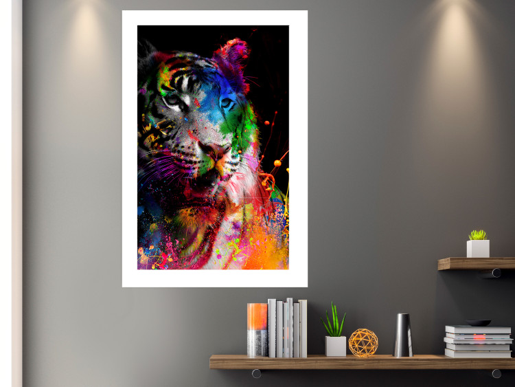 Poster Bengal Tiger - abstract animal on background with colorful accents 128363 additionalImage 3