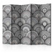 Folding Screen Gray Mandalas (5-piece) - composition in ornaments forming circles 128963