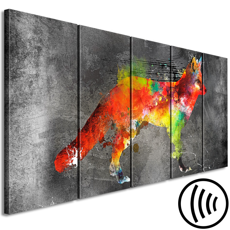 Canvas Print Forest Hunter (5-piece) Narrow - abstract fox on a black background 129863 additionalImage 6