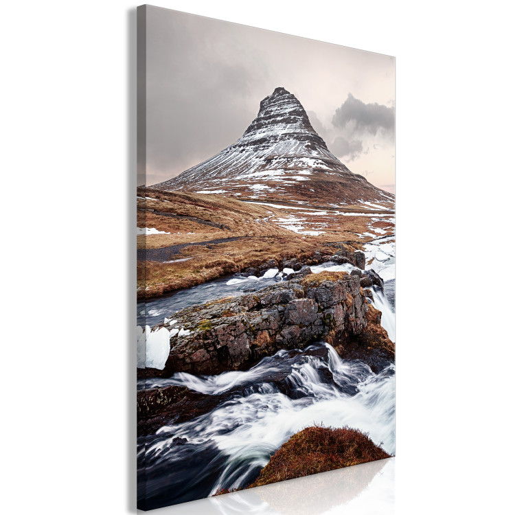 Canvas Print Kirkjufell (1-piece) Vertical - landscape of water and mountain scenery 130363 additionalImage 2