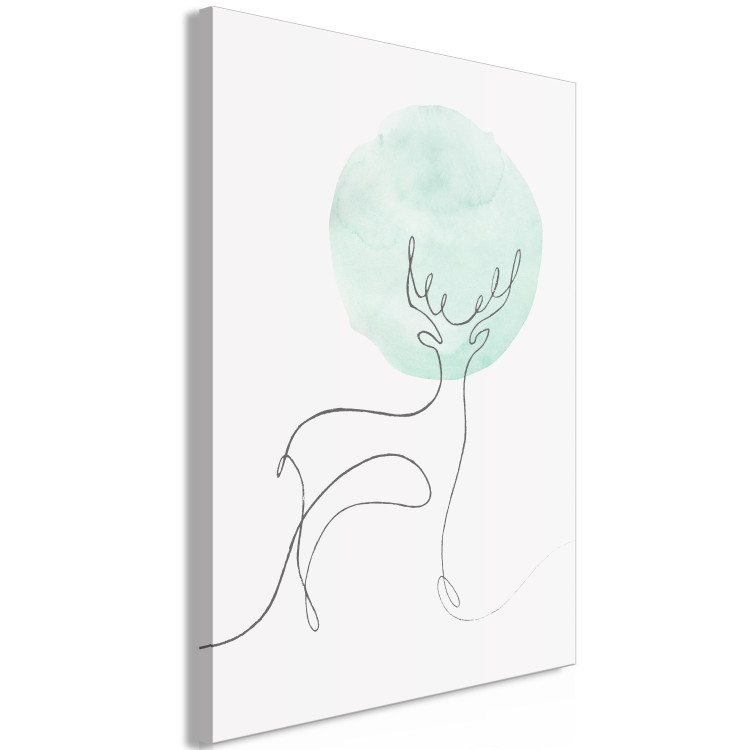 Canvas Moon Line (1-piece) Vertical - abstract lineart of a deer 131763 additionalImage 2