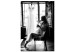 Canvas Art Print Woman and wedding dress - black and white photo with sitting woman 132263