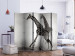 Folding Screen Giraffes II (5-piece) - black and white frame with animals in the mist 132563 additionalThumb 2