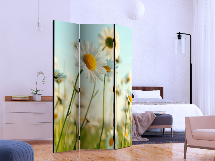 Folding Screen Daisies - Spring Meadow (3-piece) - white flowers in the middle of summer 132663 additionalImage 2