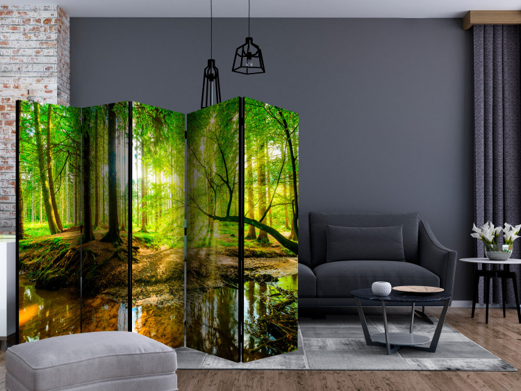 Room Separator Forest Stream II (5-piece) - waterscape among deciduous trees 132763 additionalImage 4