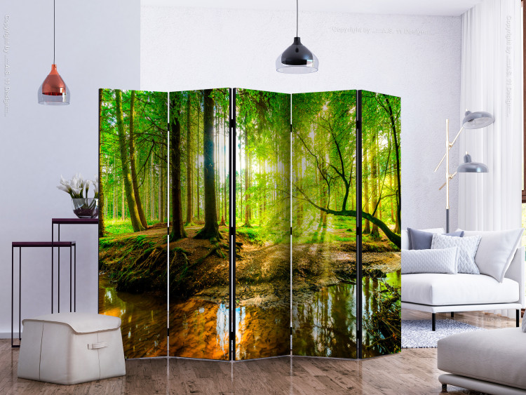 Room Separator Forest Stream II (5-piece) - waterscape among deciduous trees 132763 additionalImage 2