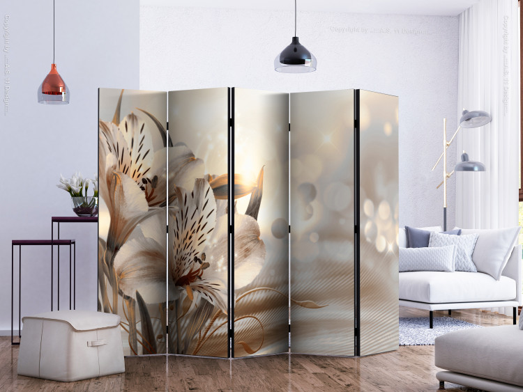 Room Separator Morning Princesses II (5-piece) - 3D illusion of bright lily flowers 132863 additionalImage 2