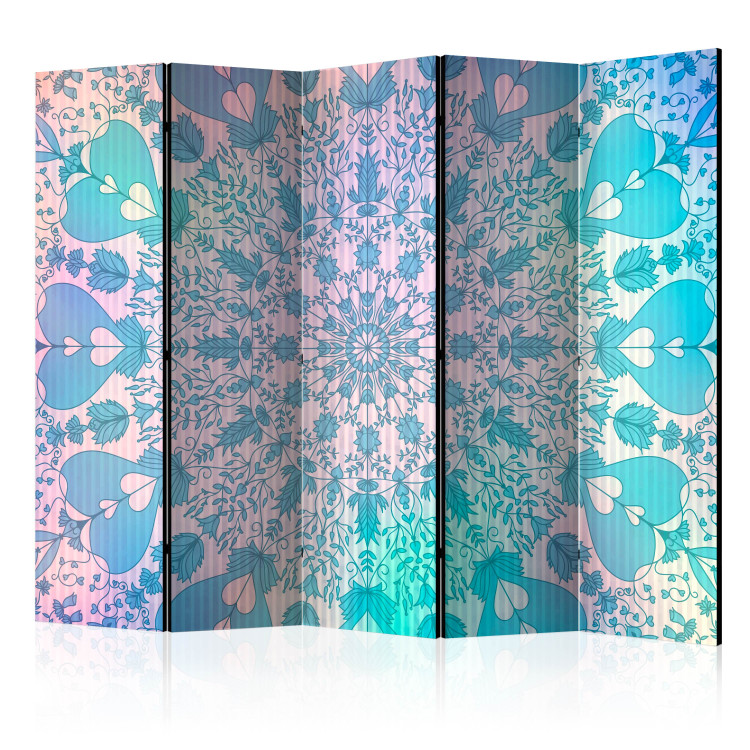 Folding Screen Girl's Mandala (Blue) II (5-piece) - zen-style pattern 132963