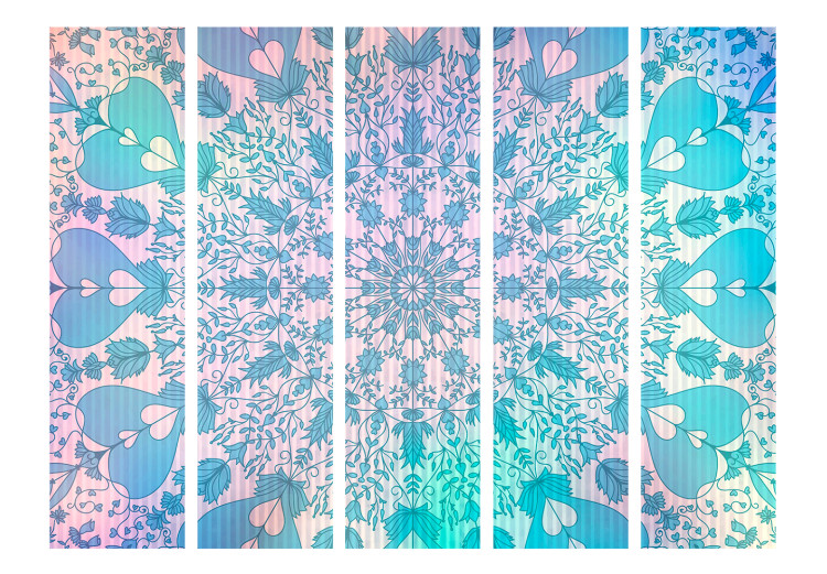 Folding Screen Girl's Mandala (Blue) II (5-piece) - zen-style pattern 132963 additionalImage 3