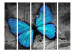 Folding Screen Winged II (5-piece) - blue butterfly on a gray abstraction background 133363 additionalThumb 3