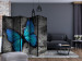 Folding Screen Winged II (5-piece) - blue butterfly on a gray abstraction background 133363 additionalThumb 4