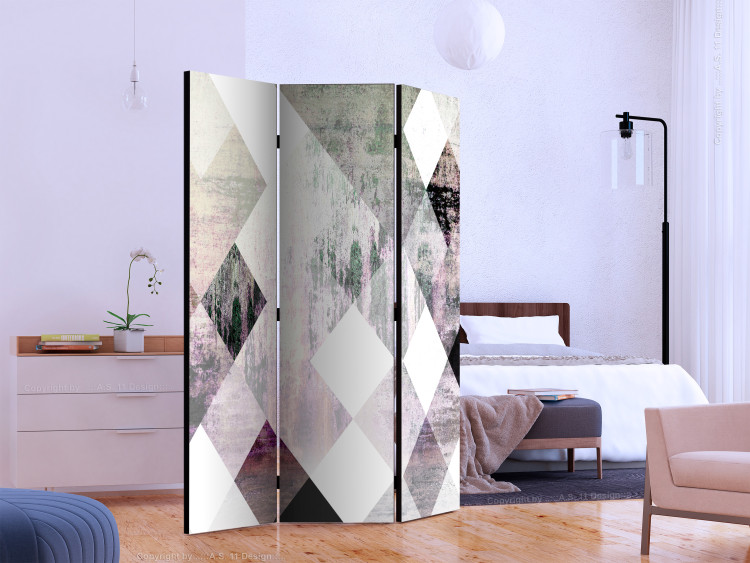 Room Divider Screen Diamond Checkers (Pink) - abstract mosaic of light figures 133663 additionalImage 2