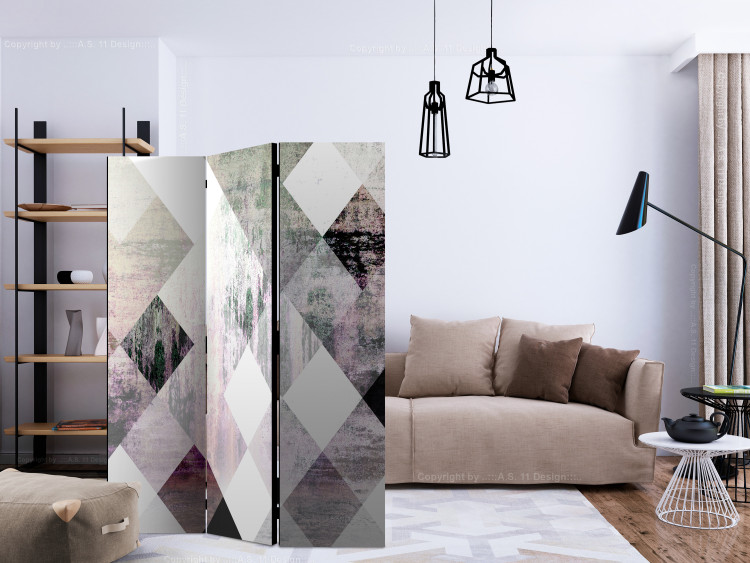 Room Divider Screen Diamond Checkers (Pink) - abstract mosaic of light figures 133663 additionalImage 4