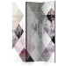 Room Divider Screen Diamond Checkers (Pink) - abstract mosaic of light figures 133663