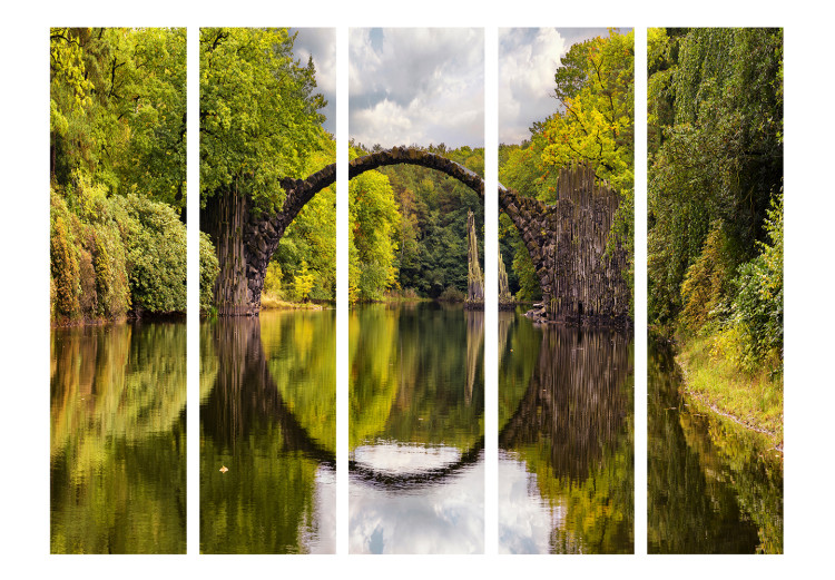 Room Divider Screen Devil's Bridge in Kromlau, Germany II - lake with an illusion of a circular bridge 134063 additionalImage 3