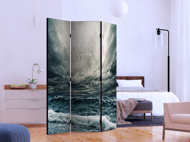 Folding Screen Ocean Waves (3-piece) - turbulent ocean waves and stormy sky 134163 additionalImage 2