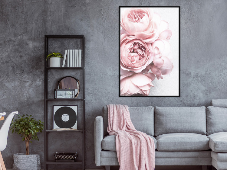 Poster Rosy Scent - romantic composition of pink flowers on a light background 135763 additionalImage 4