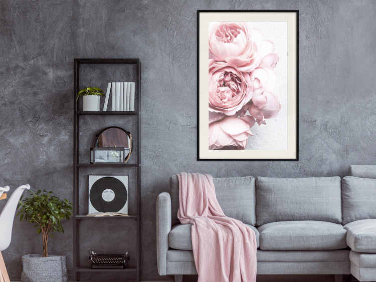 Poster Rosy Scent - romantic composition of pink flowers on a light background 135763 additionalImage 12