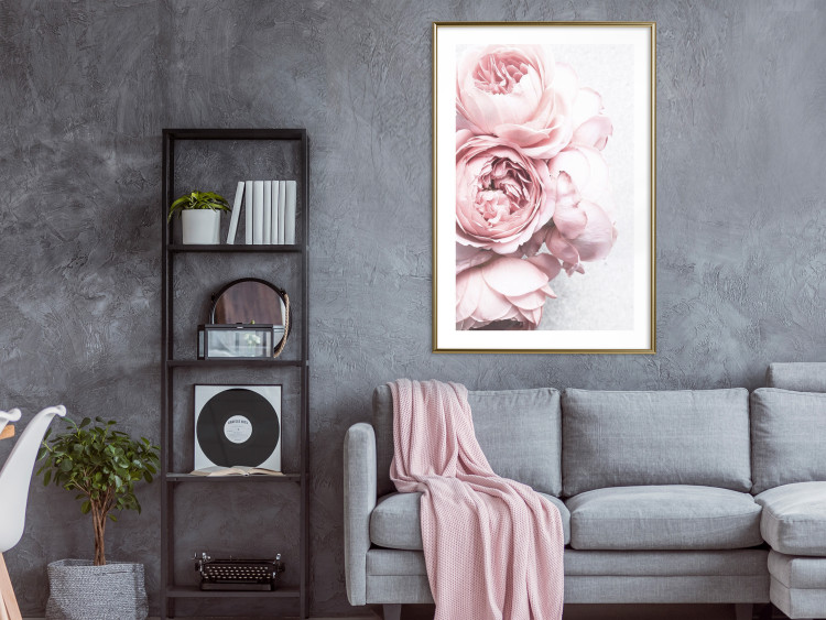 Poster Rosy Scent - romantic composition of pink flowers on a light background 135763 additionalImage 7