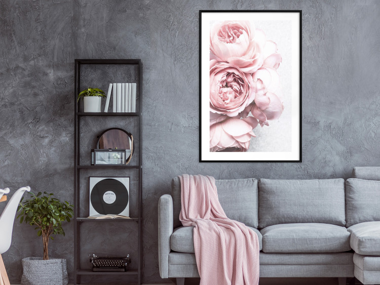 Poster Rosy Scent - romantic composition of pink flowers on a light background 135763 additionalImage 10