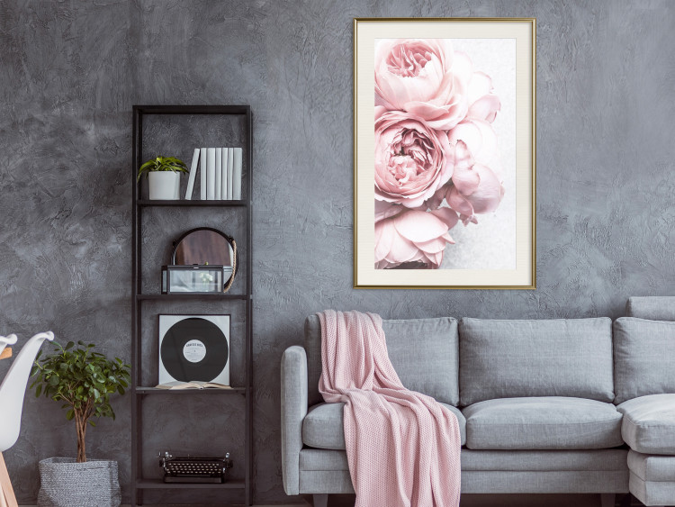 Poster Rosy Scent - romantic composition of pink flowers on a light background 135763 additionalImage 11