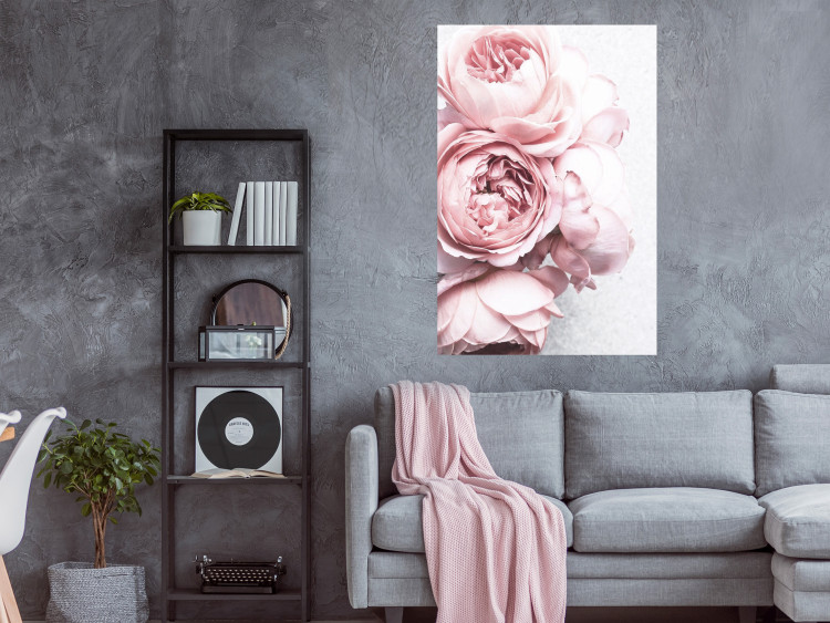 Poster Rosy Scent - romantic composition of pink flowers on a light background 135763 additionalImage 13