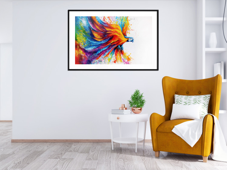 Wall Poster Horizontal Parrot - unique composition with a colorful bird on white 137163 additionalImage 17