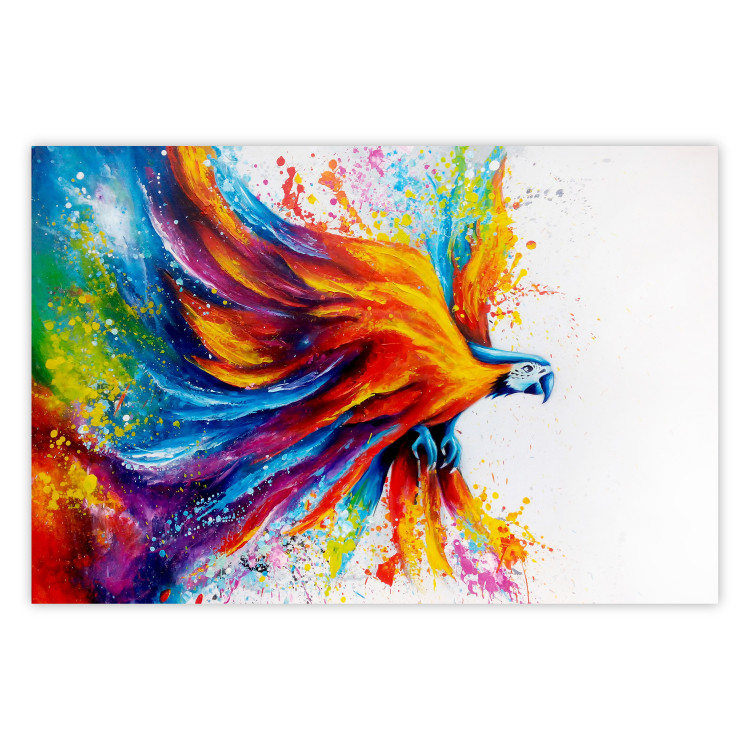 Wall Poster Horizontal Parrot - unique composition with a colorful bird on white 137163