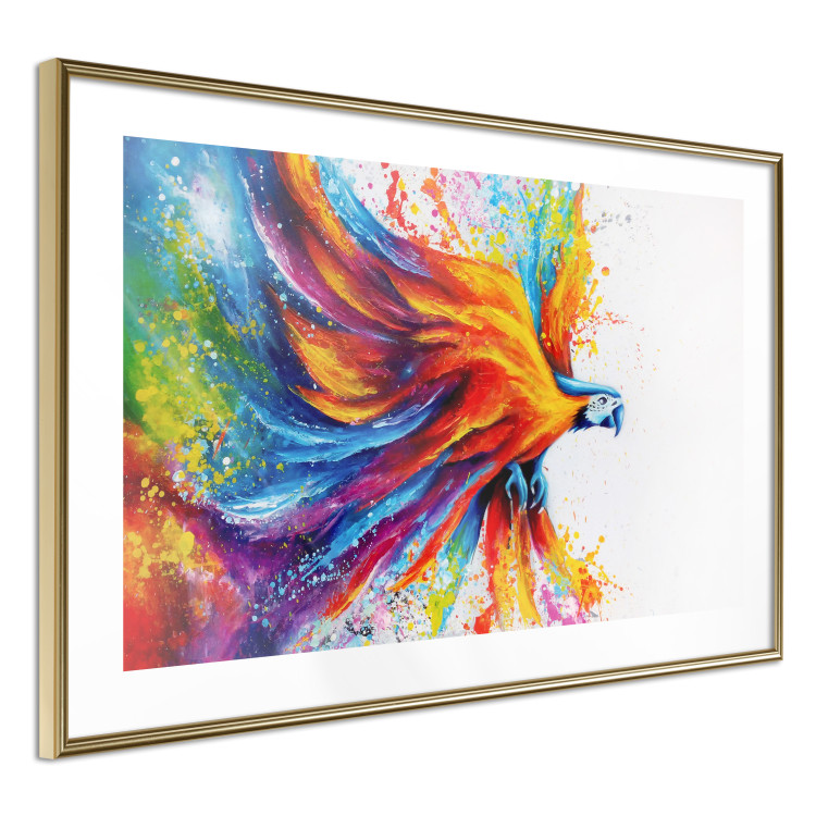 Wall Poster Horizontal Parrot - unique composition with a colorful bird on white 137163 additionalImage 24
