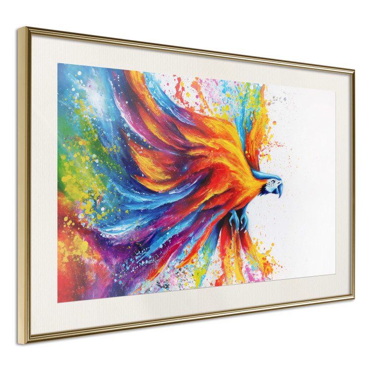 Wall Poster Horizontal Parrot - unique composition with a colorful bird on white 137163 additionalImage 22