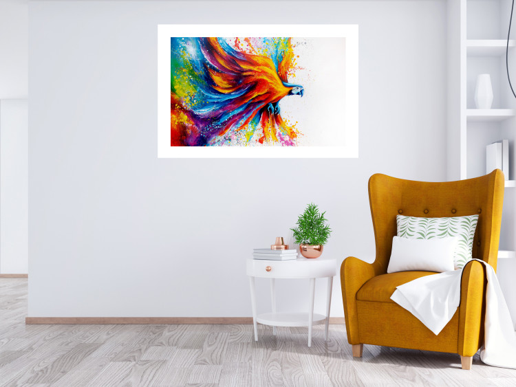 Wall Poster Horizontal Parrot - unique composition with a colorful bird on white 137163 additionalImage 20