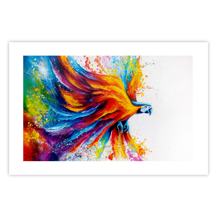 Wall Poster Horizontal Parrot - unique composition with a colorful bird on white 137163 additionalImage 9