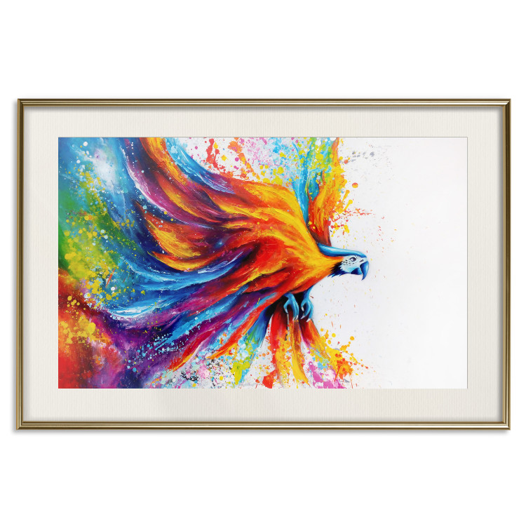 Wall Poster Horizontal Parrot - unique composition with a colorful bird on white 137163 additionalImage 5