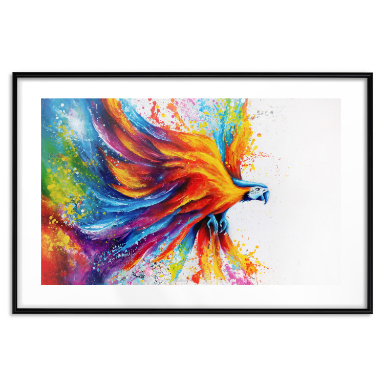 Wall Poster Horizontal Parrot - unique composition with a colorful bird on white 137163 additionalImage 6