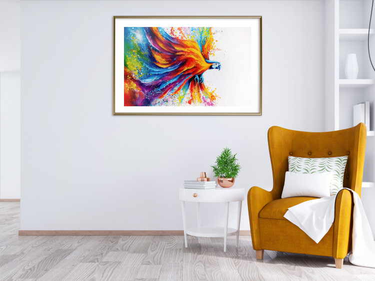 Wall Poster Horizontal Parrot - unique composition with a colorful bird on white 137163 additionalImage 11