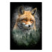 Wall Poster Forest Life - fanciful landscape of a fox and green forest on a black background 138063